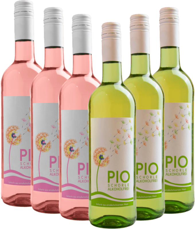 Momentul de vară în alb & roz cu PIO Weinschorle fără alcool – Pachet de probă 6x